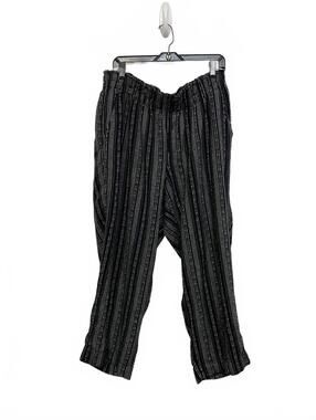 Linen Blend Black and Gray Striped Casual Soft Pants Size XL Briggs Coastal Surf
